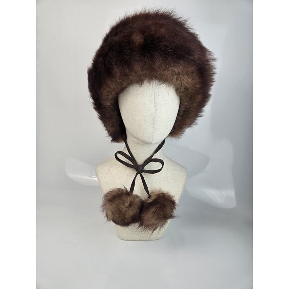 Dario Accessories - Vintage Italian Genuine Shearling Lamb Skin Fur Hat w/Tie Covers Ears Soft!